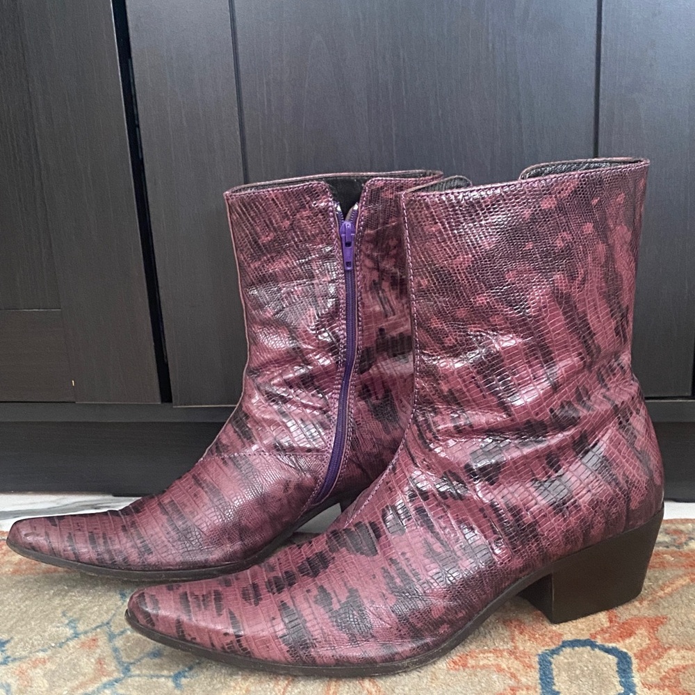 Miu Miu Textured Ankle Boots in Deep Purple